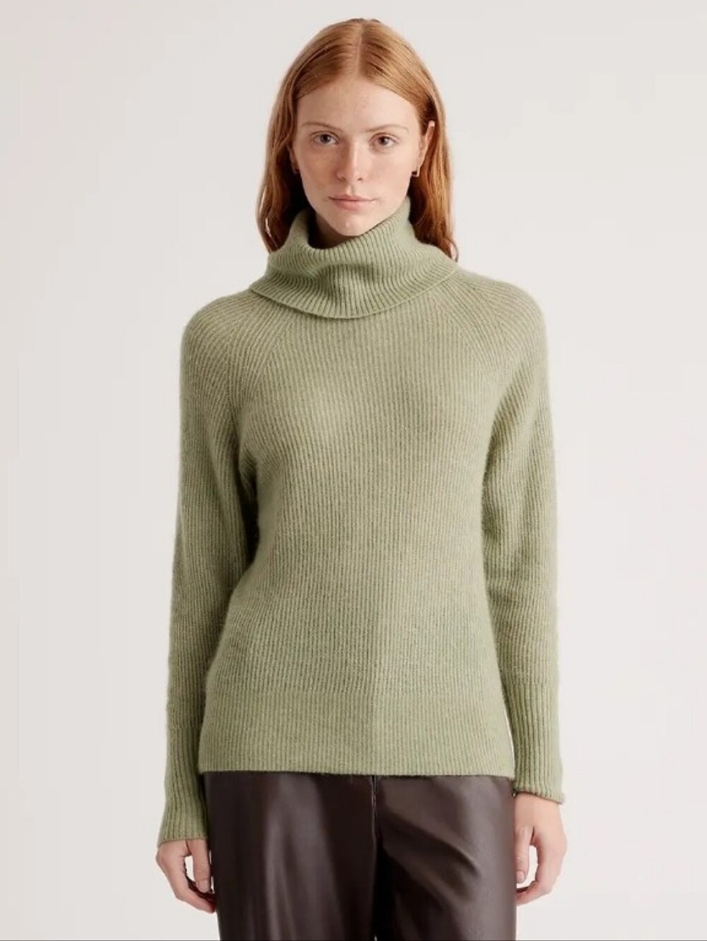 Quince Baby Alpaca Olive Ribbed Turtleneck Sweater